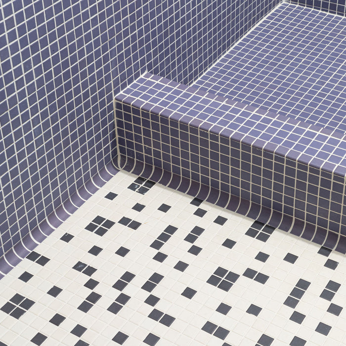 Daltile - Keystones - 1" x 1" Straight Joint - Porcelain Tile Mosaic - Matte - Deep Purple floor and wall installation