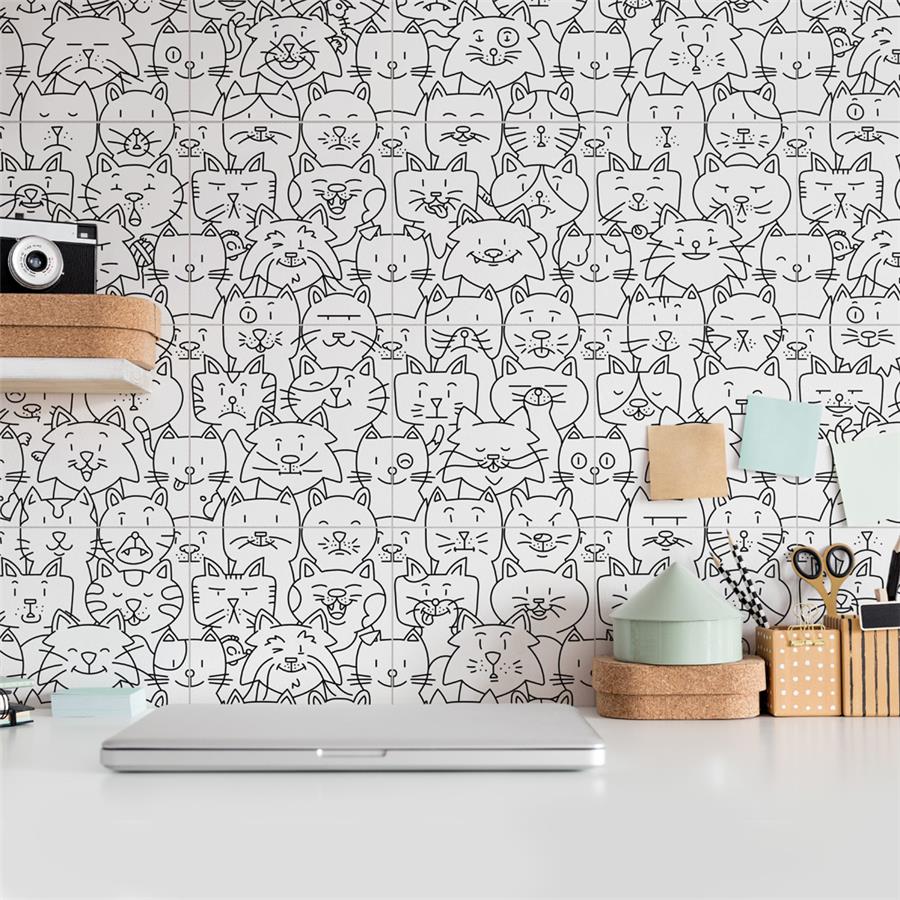 Somertile - Oh My Cat - Porcelain Floor/Wall Tile Installed