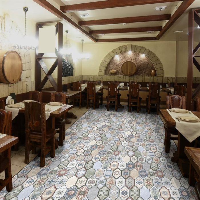 Somertile - Corinto Provenzal Colors Mix Porcelain Tile - Restaurant Install