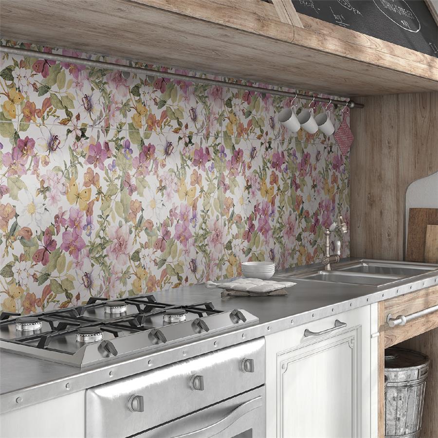 Somertile - Imagine Porcelain Tile - Floral Meadow Room Scene