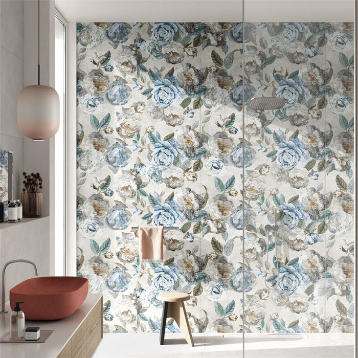 Somertile - Parete Porcelain Tile - Fiori Grey Wall Install