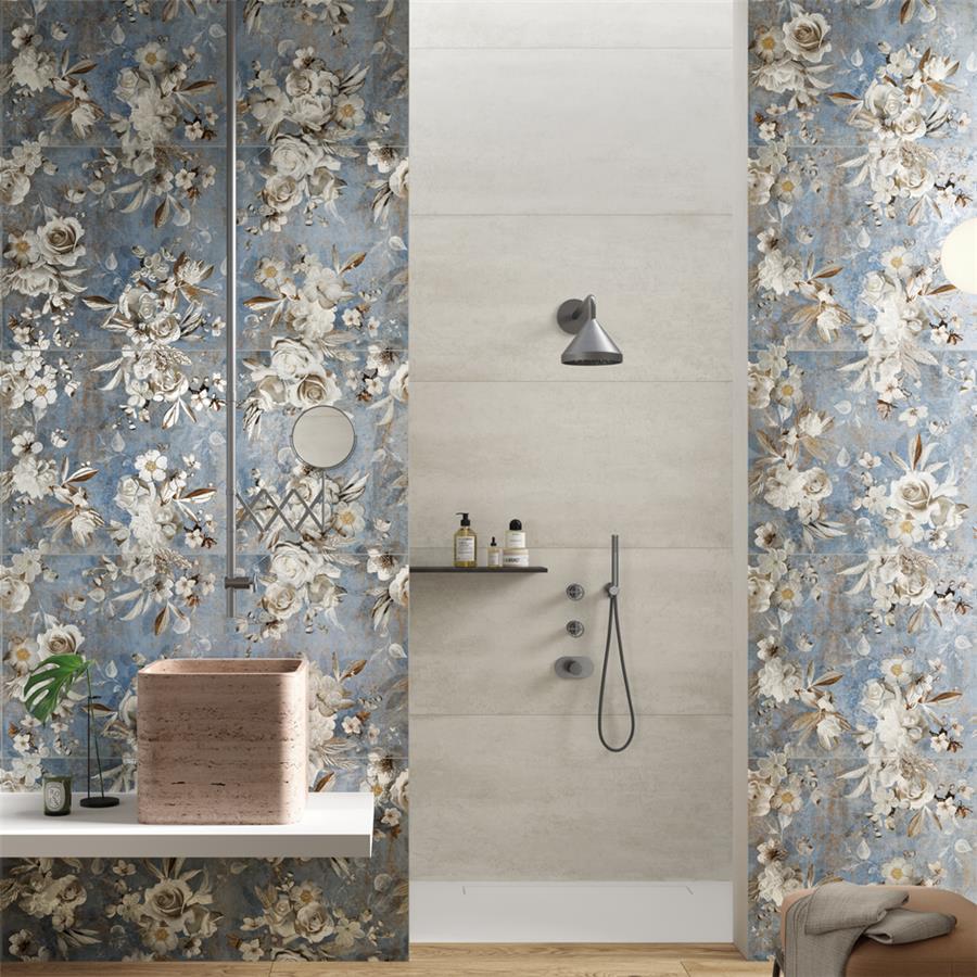 Somertile - Parete Porcelain Tile - Setoso Blue Room Scene