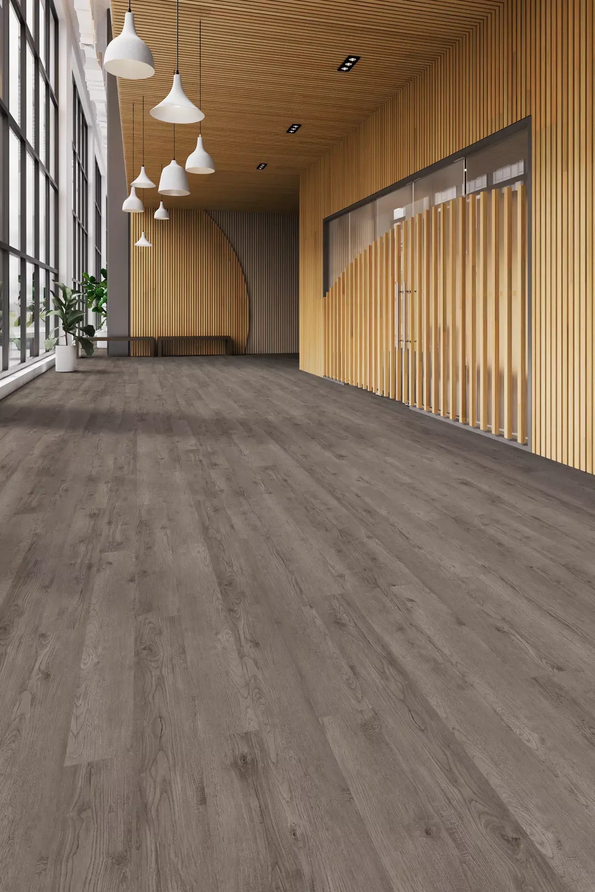 Tarkett - Event+ Wood - Heritage Plank - 6&quot; x 48&quot; - Luxury Vinyl Tile - Saddle Grey Installed
