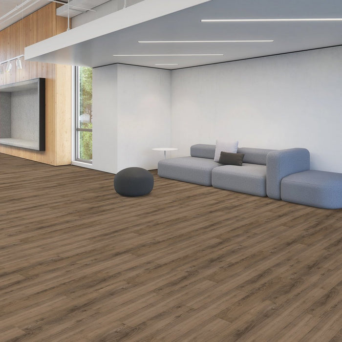 Patcraft - Crossover LL - 7 in. x 48 in. Luxury Vinyl - Smokey Taupe floor installation