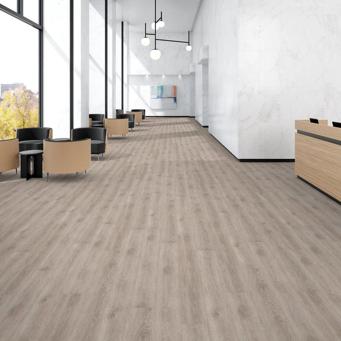 Patcraft - Crossover Click - 7 in. x 48 in. Luxury Vinyl - Desert floor installation