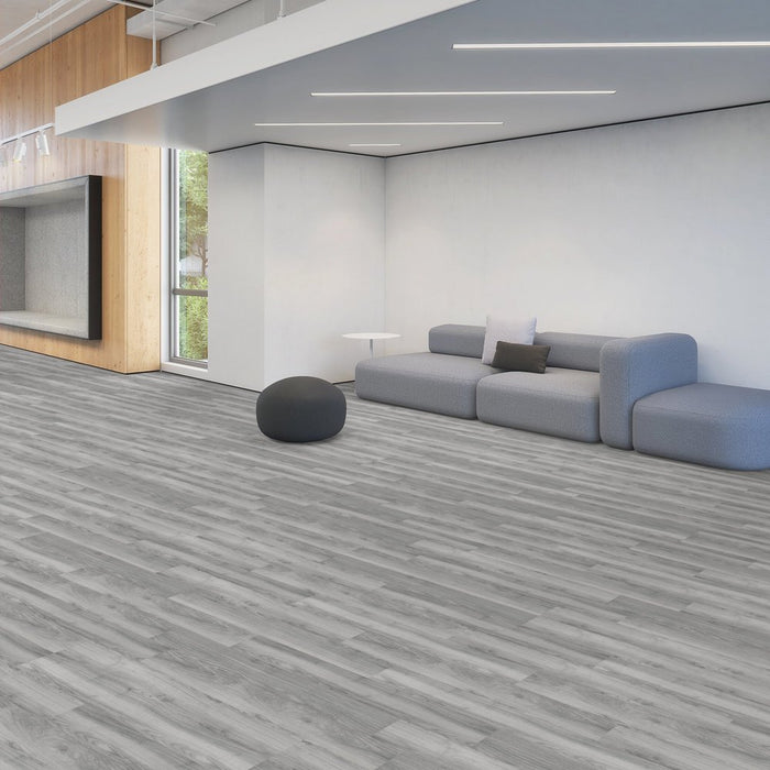 Patcraft - Crossover Click - 7 in. x 48 in. Luxury Vinyl - Dusk floor installation