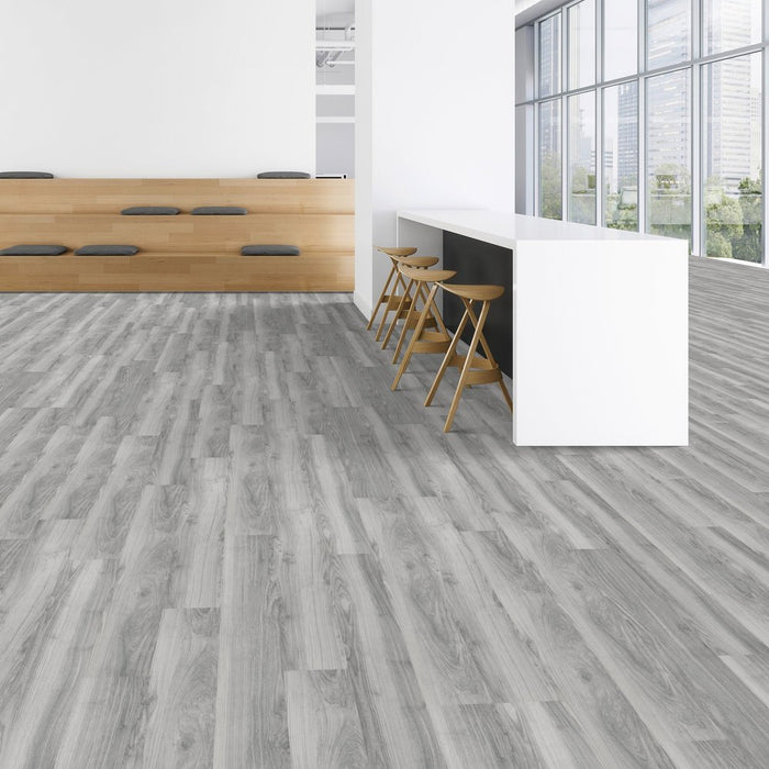 Patcraft - Crossover Click - 7 in. x 48 in. Luxury Vinyl - Dusk floor installation