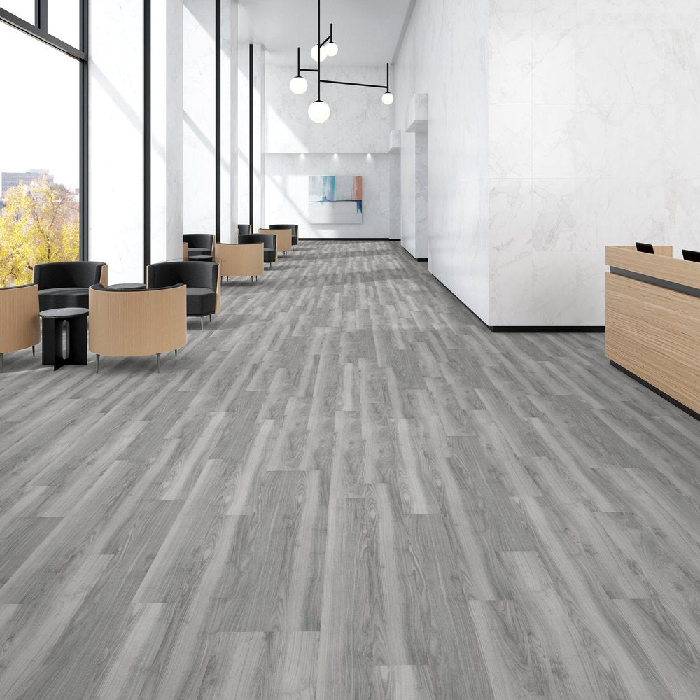 Patcraft - Crossover Click - 7 in. x 48 in. Luxury Vinyl - Dusk floor installation