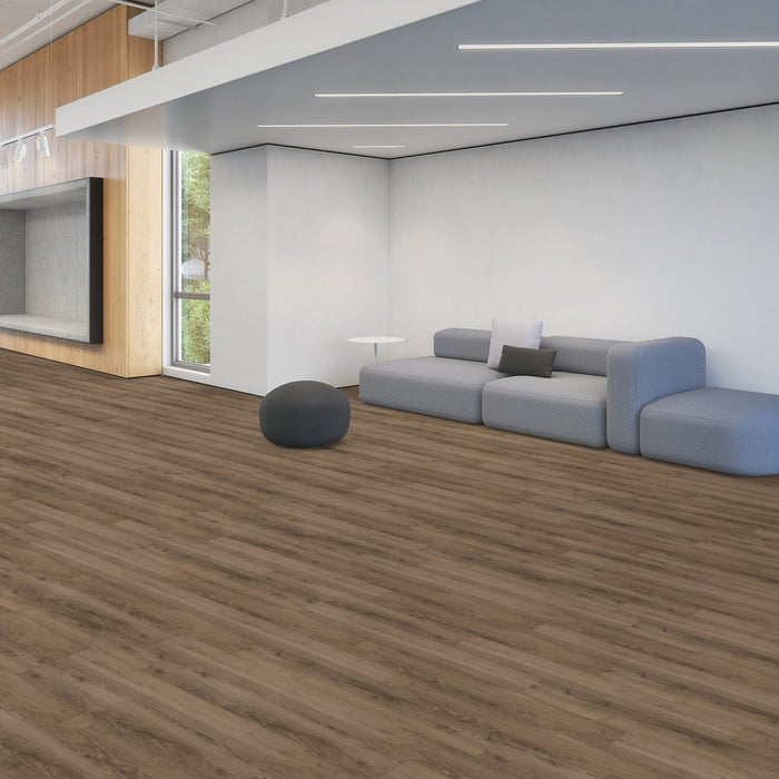 Patcraft - Crossover Click - 7 in. x 48 in. Luxury Vinyl - Smokey Taupe floor installation