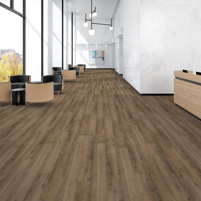 Patcraft - Crossover Click - 7 in. x 48 in. Luxury Vinyl - Smokey Taupe floor installation