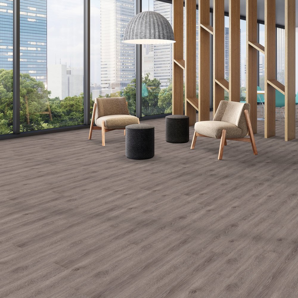 Patcraft - Crossover Click - 7 in. x 48 in. Luxury Vinyl - Woodland floor installation