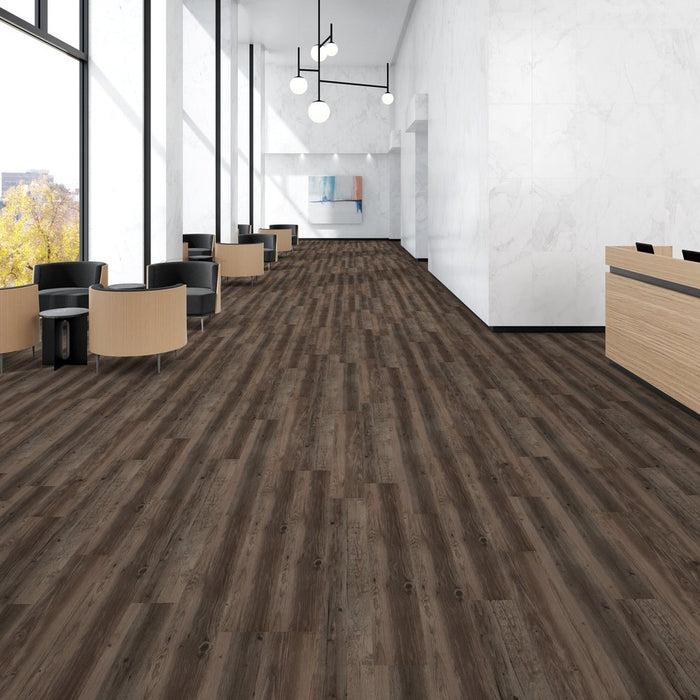 Patcraft - Crossover Click - 7 in. x 48 in. Luxury Vinyl - Rustic floor installation