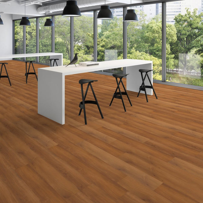 Patcraft - Crossover Click - 7 in. x 48 in. Luxury Vinyl - Spiced Cherry floor installation