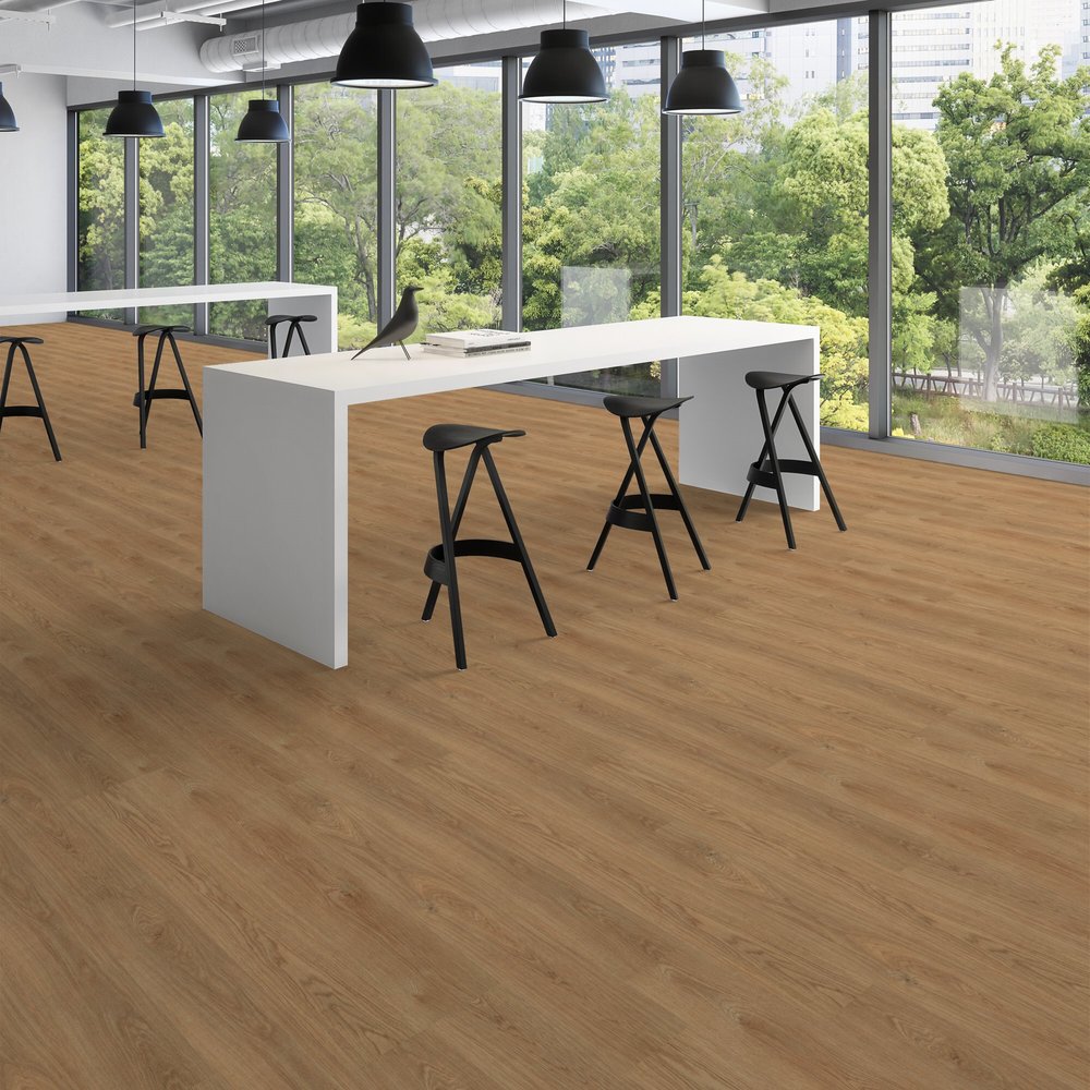 Patcraft - Click Refresh - 7 in. x 48 in. Luxury Vinyl - Honey Oak floor installation