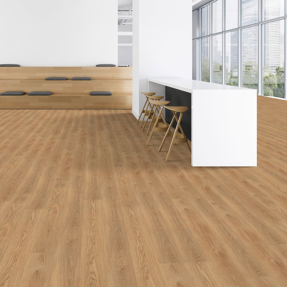 Patcraft - Click Refresh - 7 in. x 48 in. Luxury Vinyl - Honey Oak floor installation