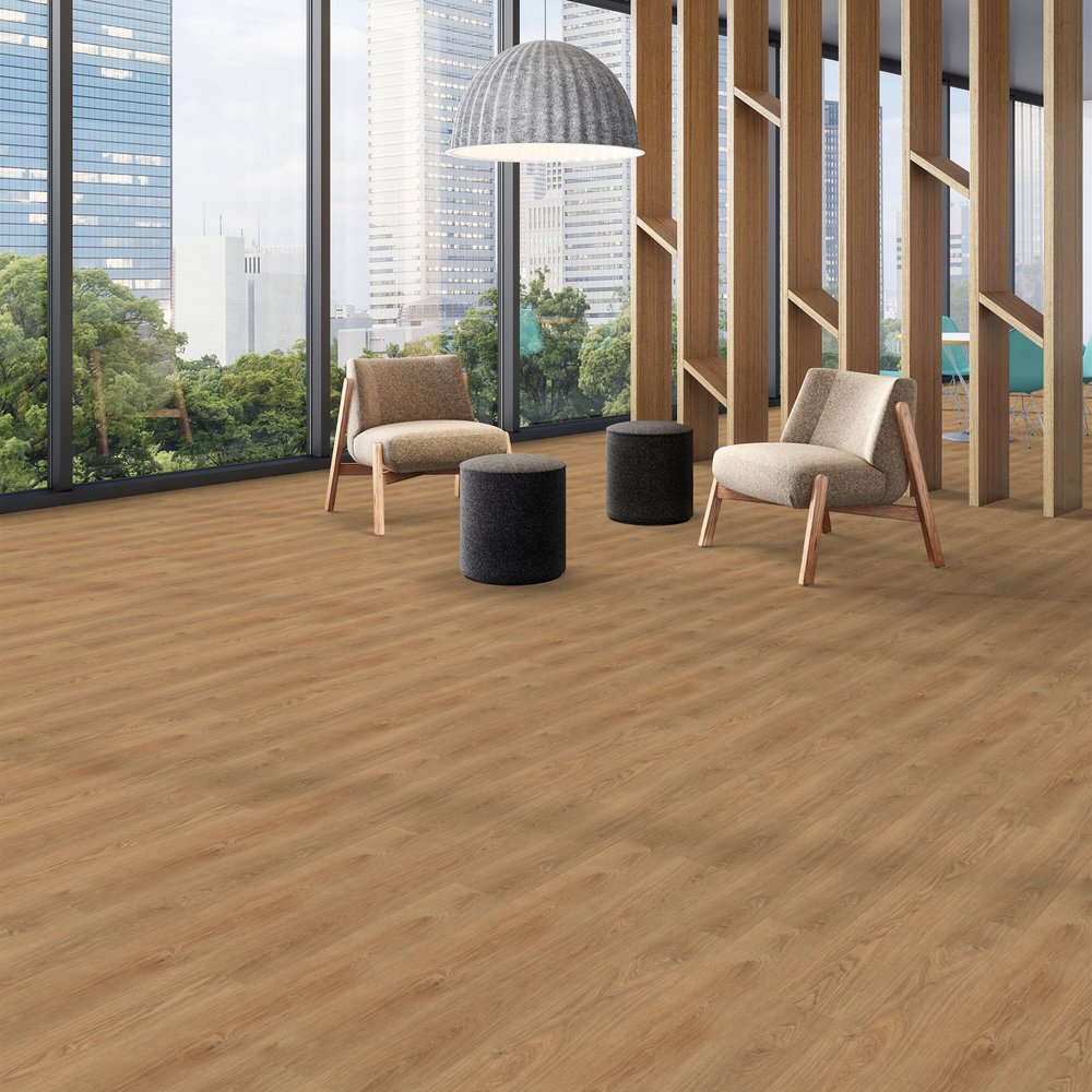 Patcraft - Click Refresh - 7 in. x 48 in. Luxury Vinyl - Honey Oak floor installation