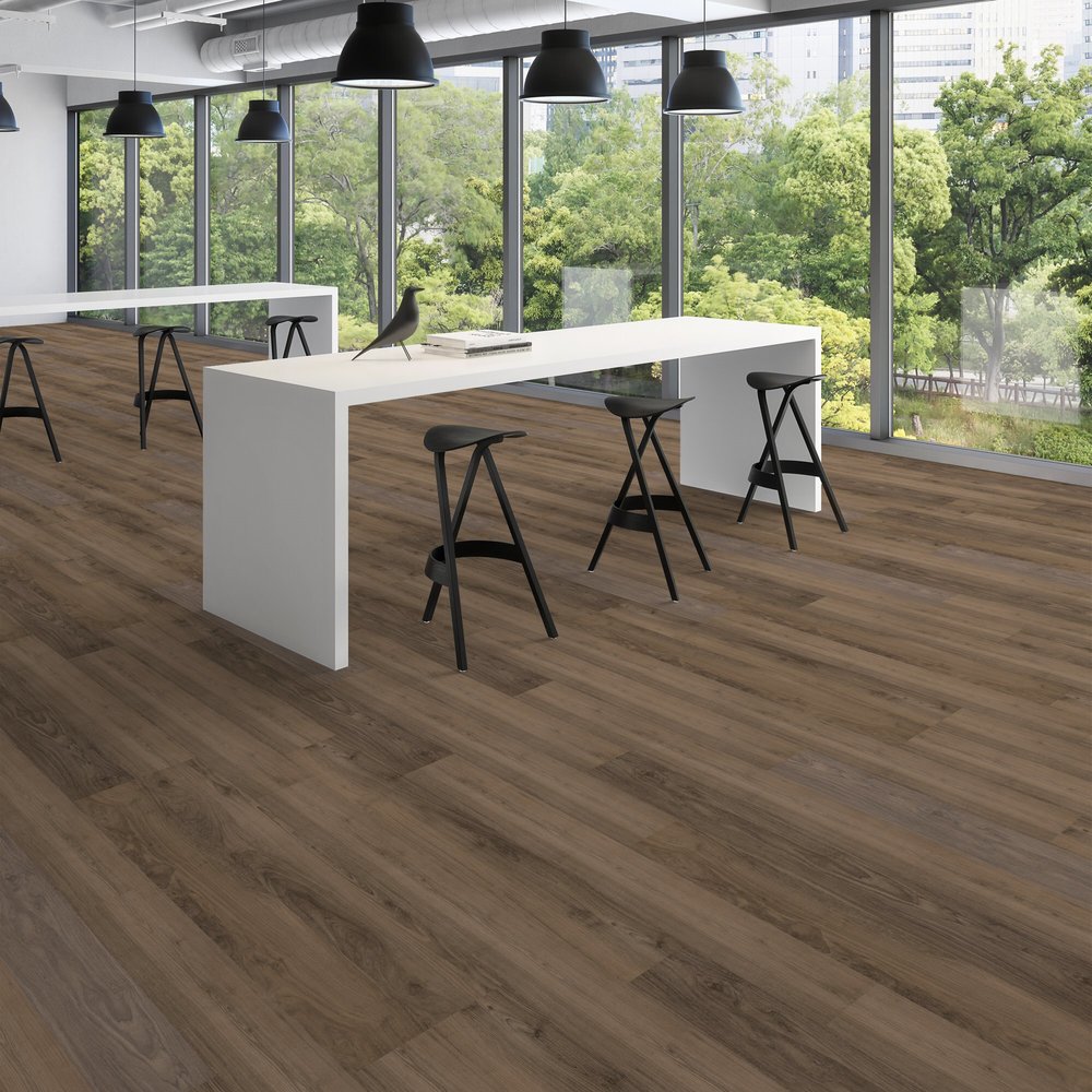 Patcraft - Click Refresh - 7 in. x 48 in. Luxury Vinyl - Smokey Taupe floor installation