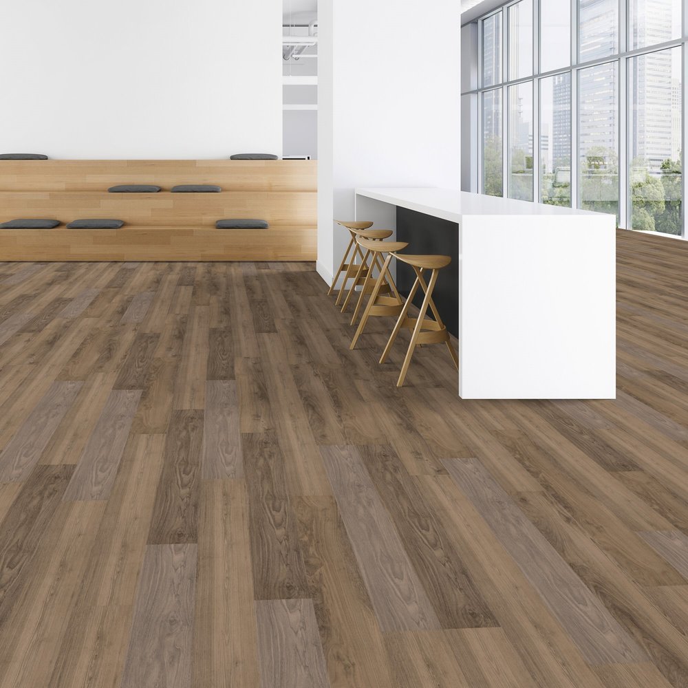 Patcraft - Click Refresh - 7 in. x 48 in. Luxury Vinyl - Smokey Taupe floor installation