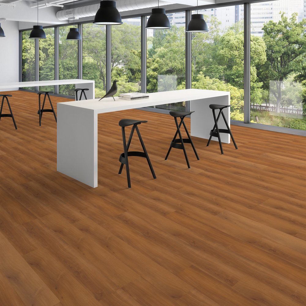 Patcraft - Click Refresh - 7 in. x 48 in. Luxury Vinyl - Spiced Cherry floor installation