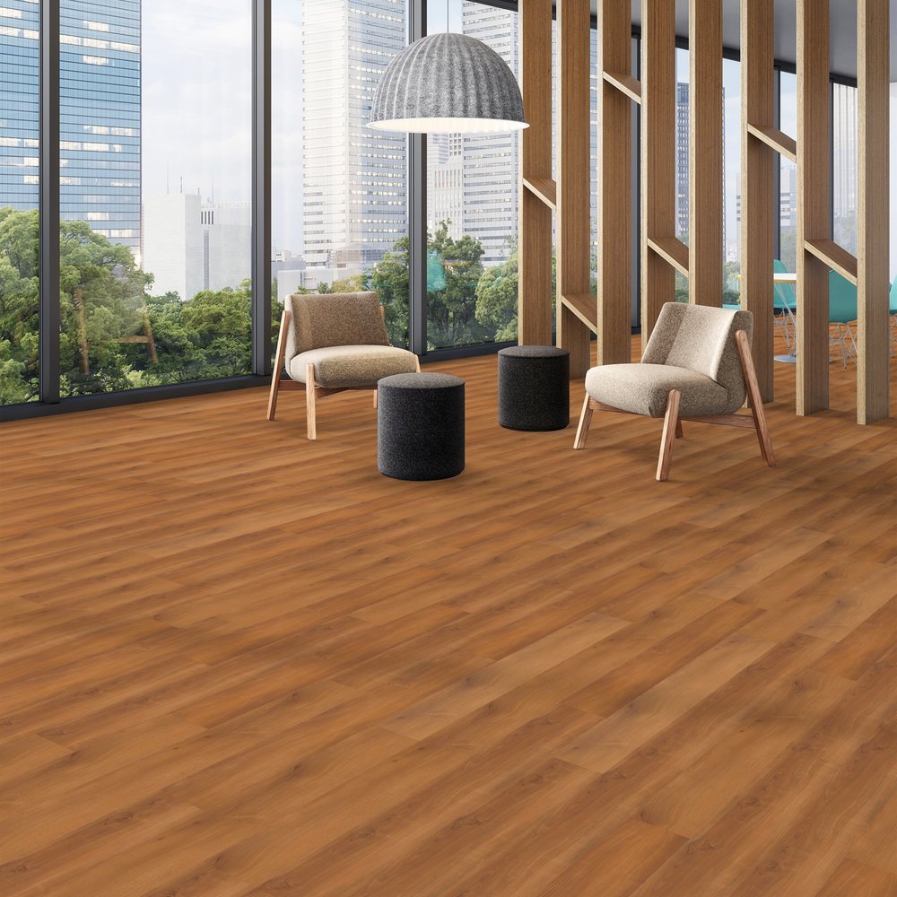 Patcraft - Click Refresh - 7 in. x 48 in. Luxury Vinyl - Spiced Cherry floor installation