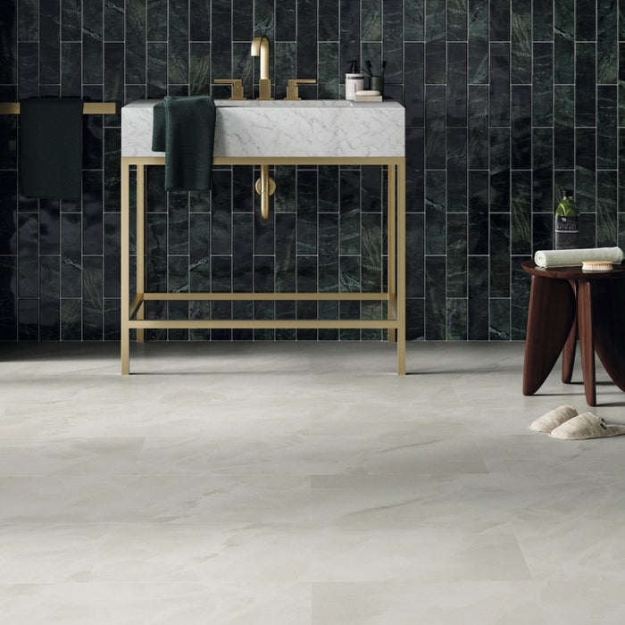 Karndean - Art Select 18" x 36" Glue Down Commercial Vinyl - Pearl Onyx Bathroom Install