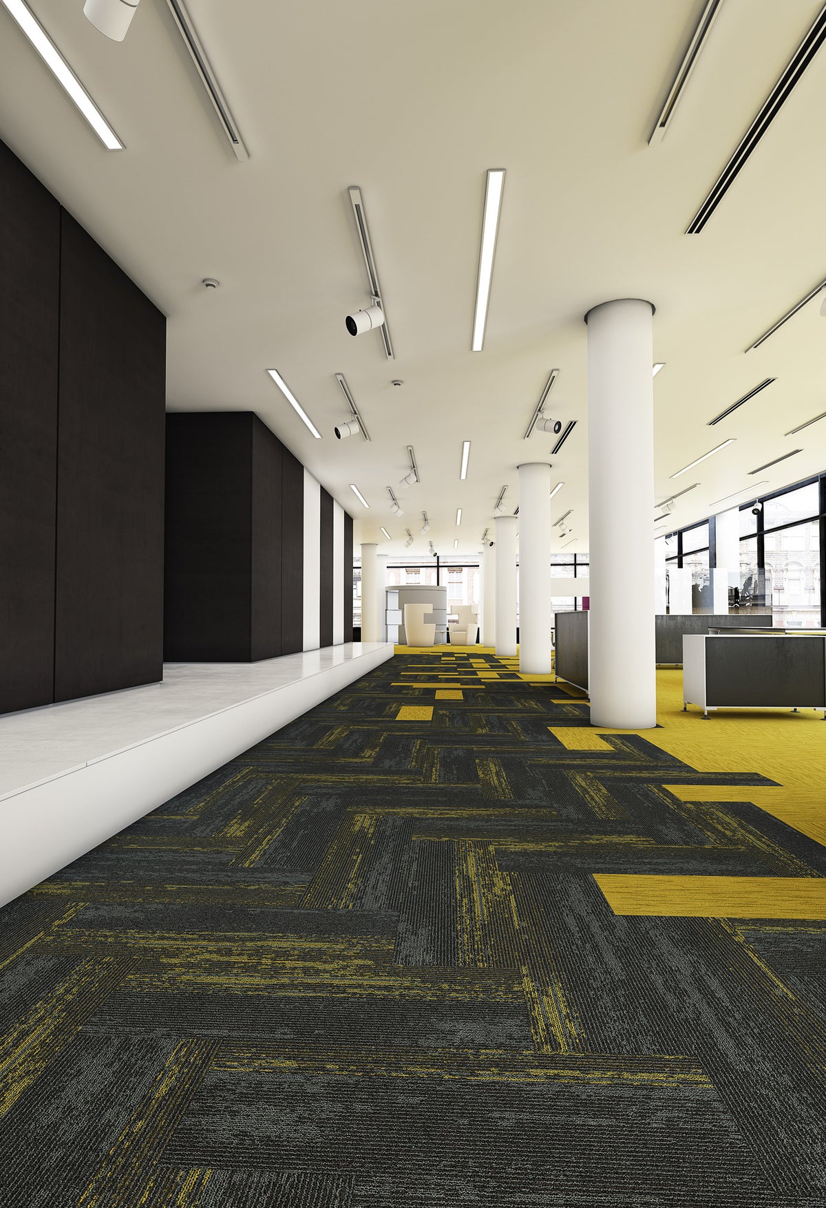 Mohawk Group - Art Style - Disruptive Path - Carpet Tile - Neon Citron