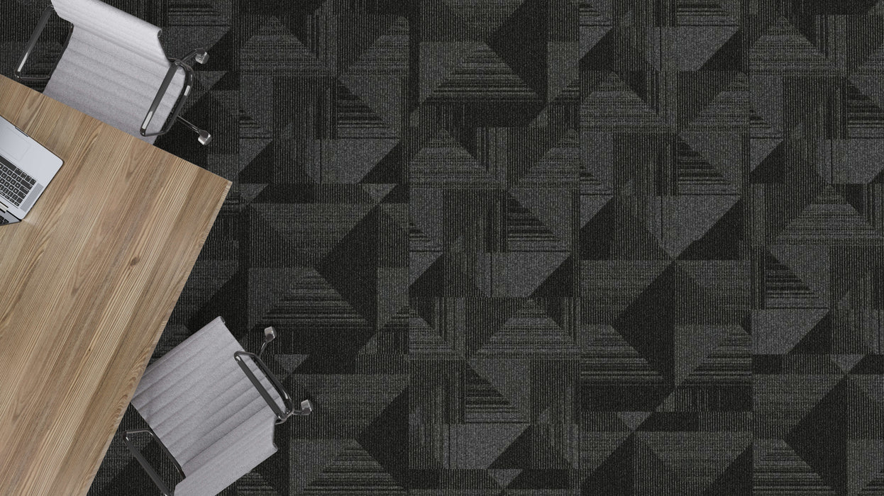 Mohawk - Art Exposure - Enlivened BT455 - 24 in. x 24 in. - Commercial Carpet Tile - 989 Charcoal Installed