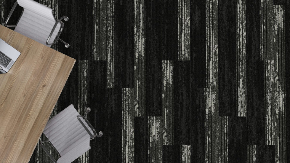 Mohawk Group - Art Style - Metallic Path - 12 in. x 36 in. - Commercial Carpet Tile - Charcoal Spark Installed