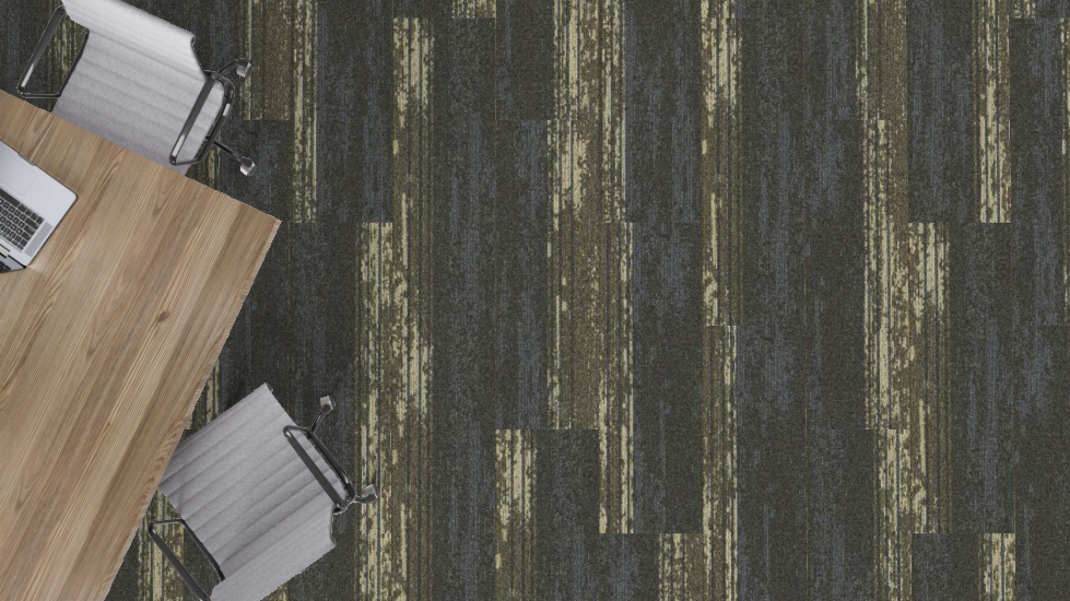 Mohawk Group - Art Style - Metallic Path - 12 in. x 36 in. - Commercial Carpet Tile - Ecru Glimmer Installed