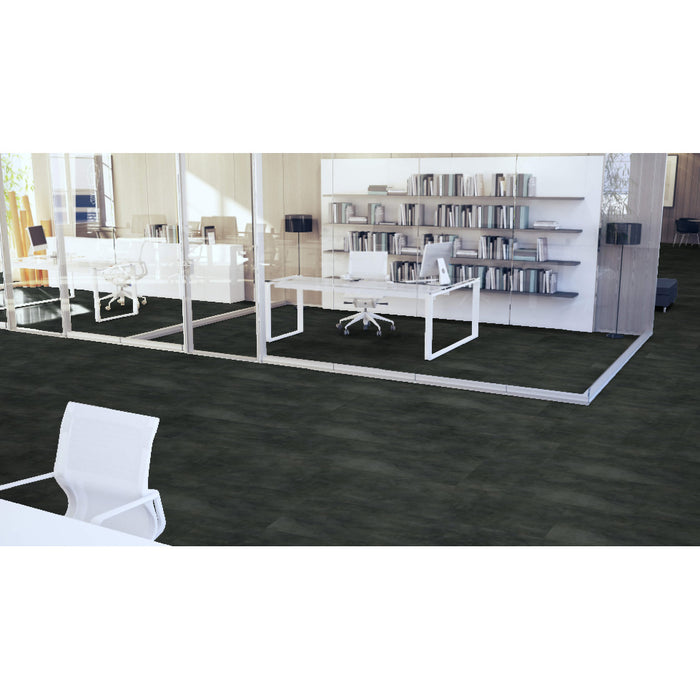 Mohawk - Hot and Heavy II - Bolder 5.0 - 18 in. x 36 in. - Luxury Vinyl Tile - Obsidian Room Scene