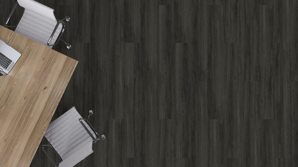 Mohawk - Hot and Heavy II - Neutral Timber 2.5 - 7 in. x 48 in. - Luxury Vinyl Tile - Midnight Oak Installed