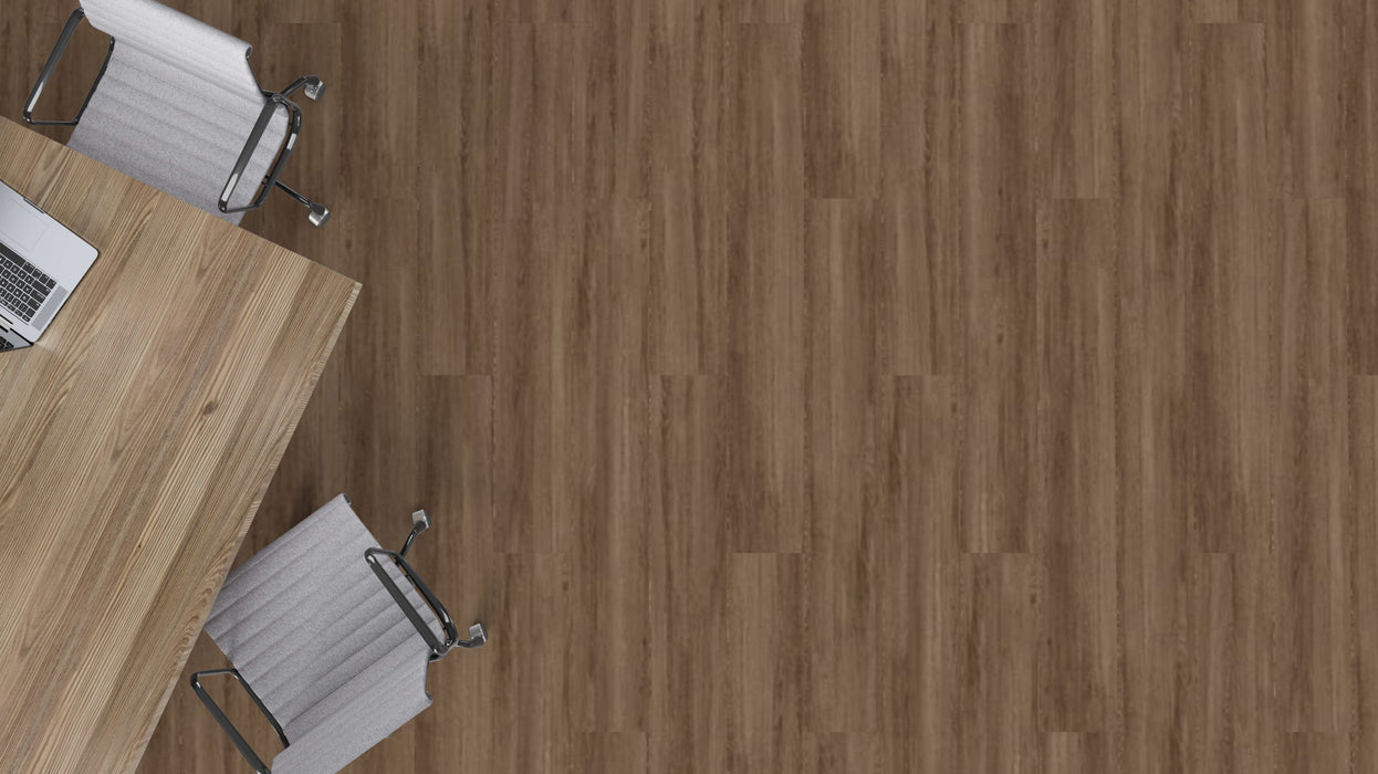 Mohawk - Hot and Heavy II - Neutral Timber 2.5 - 7 in. x 48 in. - Luxury Vinyl Tile - Umber Oak Installed