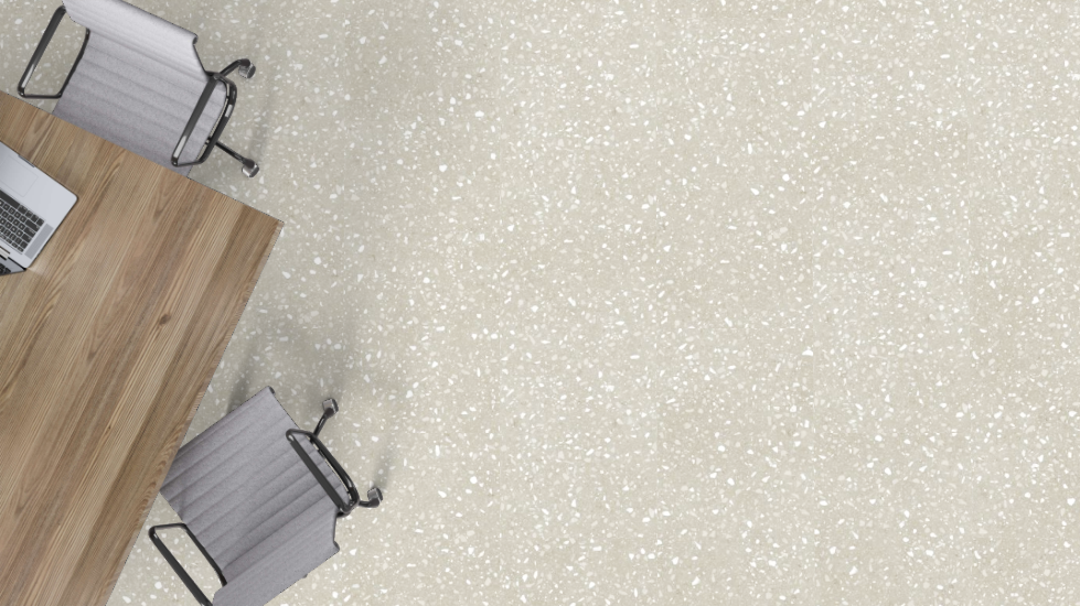 Mohawk - Hot and Heavy II - Terrazzo 2.5 - 18 in. x 36 in. - Luxury Vinyl Tile - Breccia Installed