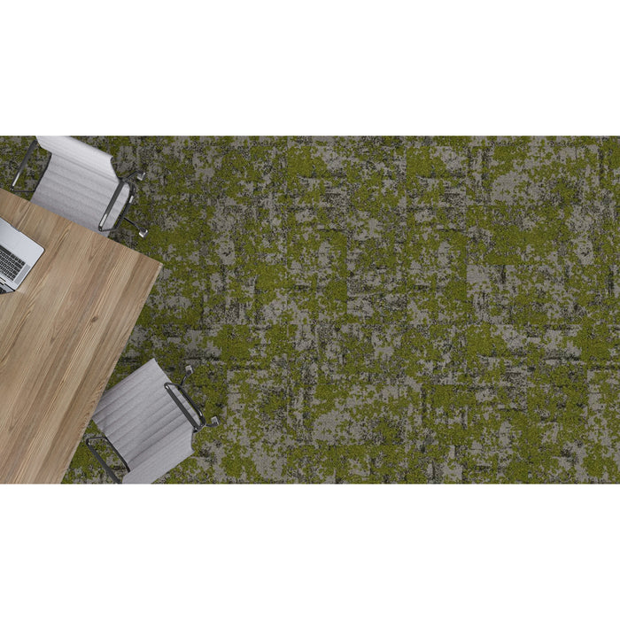 Mohawk - Lichen Community - Macro Bloom II GT474 - 12 in. x 36 in. - Commercial Carpet Tile - 856 Jewel Leaf Bark Installed