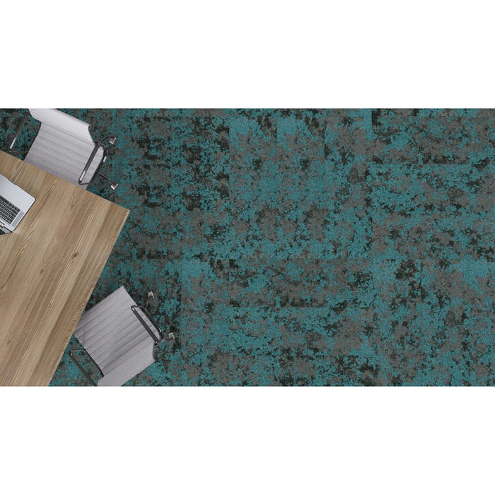 Mohawk - Lichen Community - Macro Bloom II GT474 - 12 in. x 36 in. - Commercial Carpet Tile - 945 Sky Shield Stone installed