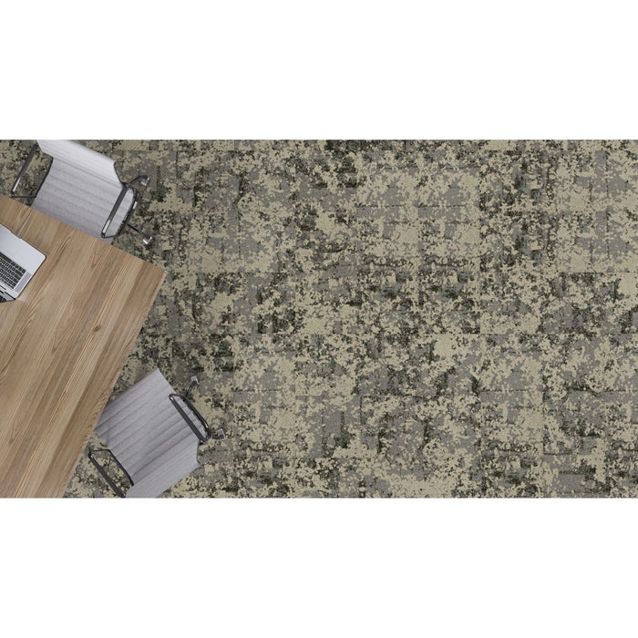 Mohawk - Lichen Community - Macro Bloom II GT474 - 12 in. x 36 in. - Commercial Carpet Tile - 847 Velvet Snow Bark installed