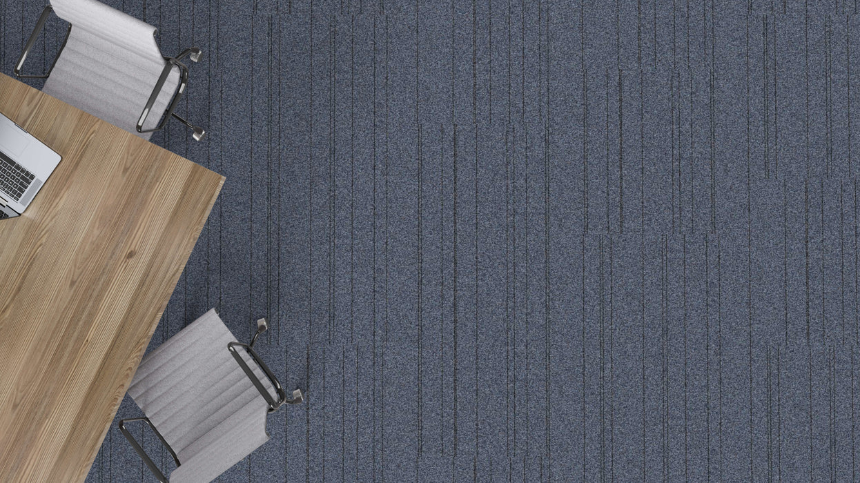 Mohawk Group - Mindful - Mindful Stripe Tile BT447 - Commercial Carpet Tile - Cobalt Installed