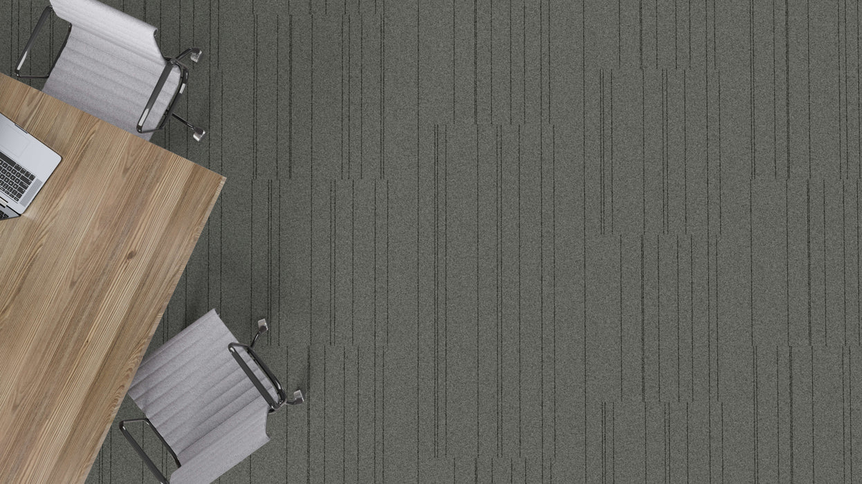 Mohawk Group - Mindful - Mindful Stripe Tile BT447 - Commercial Carpet Tile - Pewter Installed
