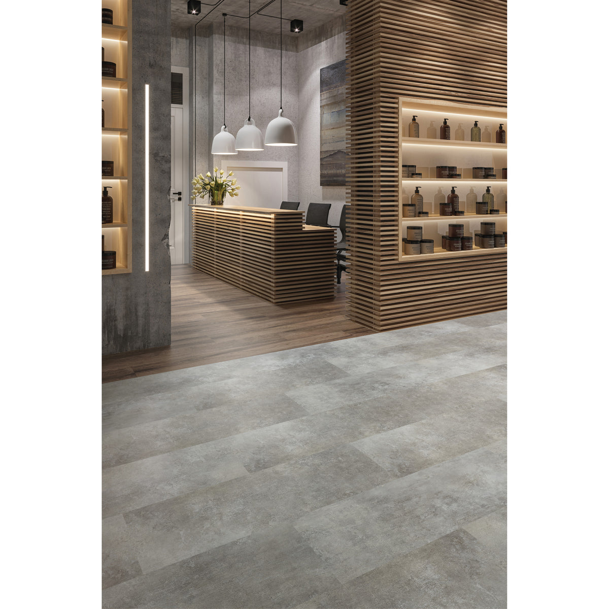 Mohawk - Molveno - Stones - 11.75 in. x 35.75 in. Luxury Vinyl - Grey Matters - Room Scene