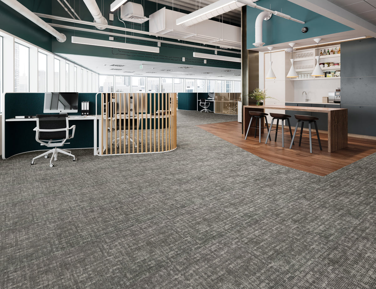 Mohawk Group - Renewed Outlook - Textural Reconnect - Carpet Tile - Fieldstone Room Scene