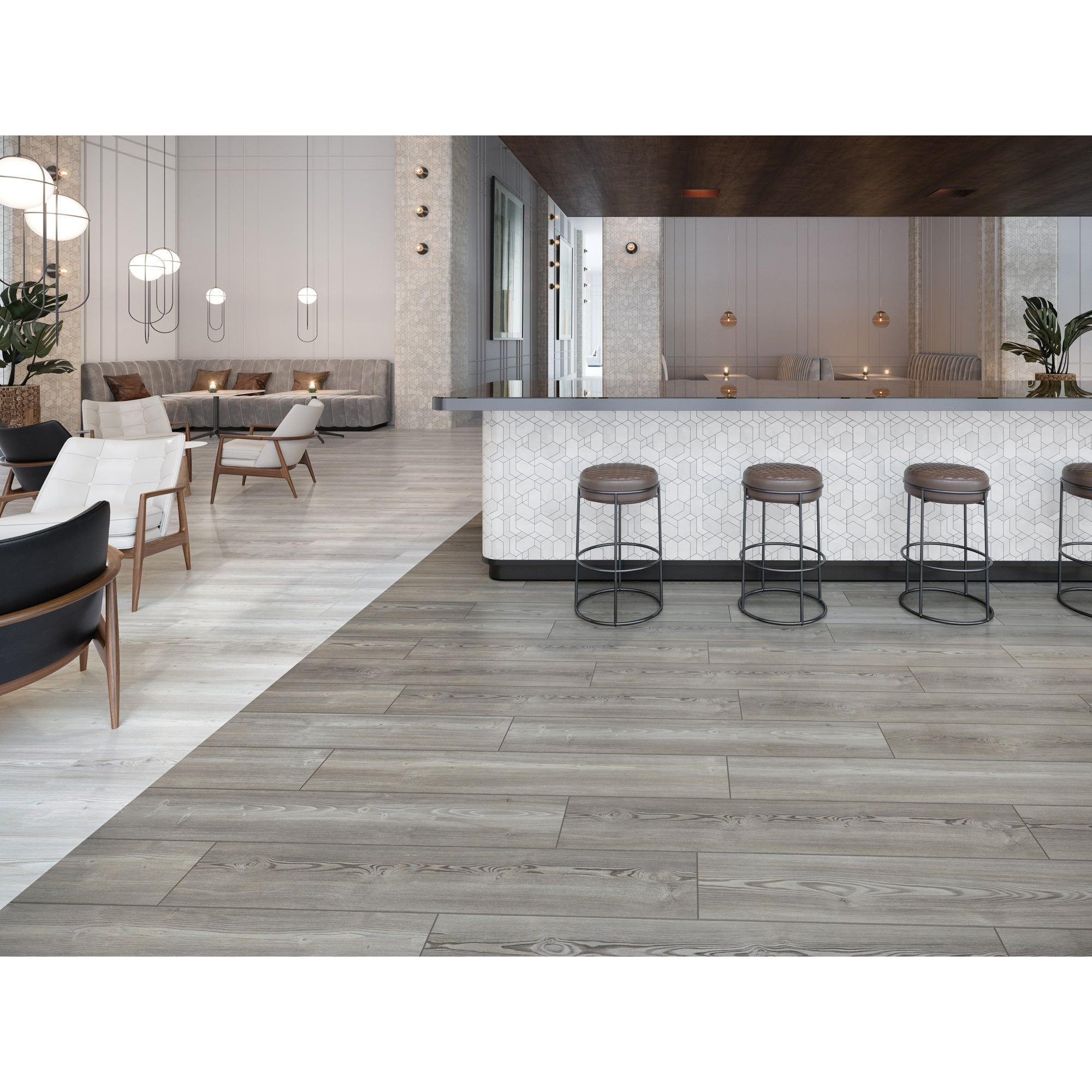 Mohawk - Second Home - Wood - 7.5 in. x 48 in. Luxury Vinyl - Elevator Gray