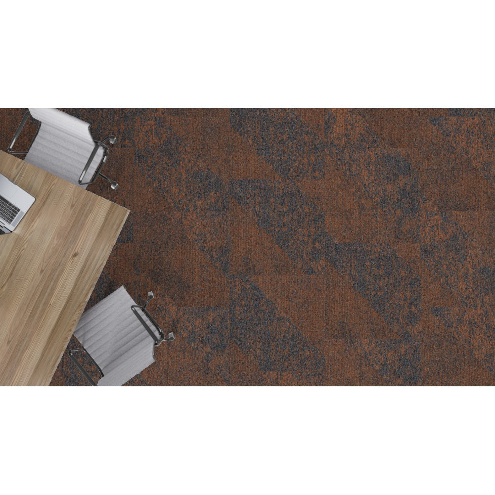 Mohawk - Shape Theory - Corresponding Angle - 24 in. x 24 in. - Commercial Carpet Tile - Coral Calculations Room Scene