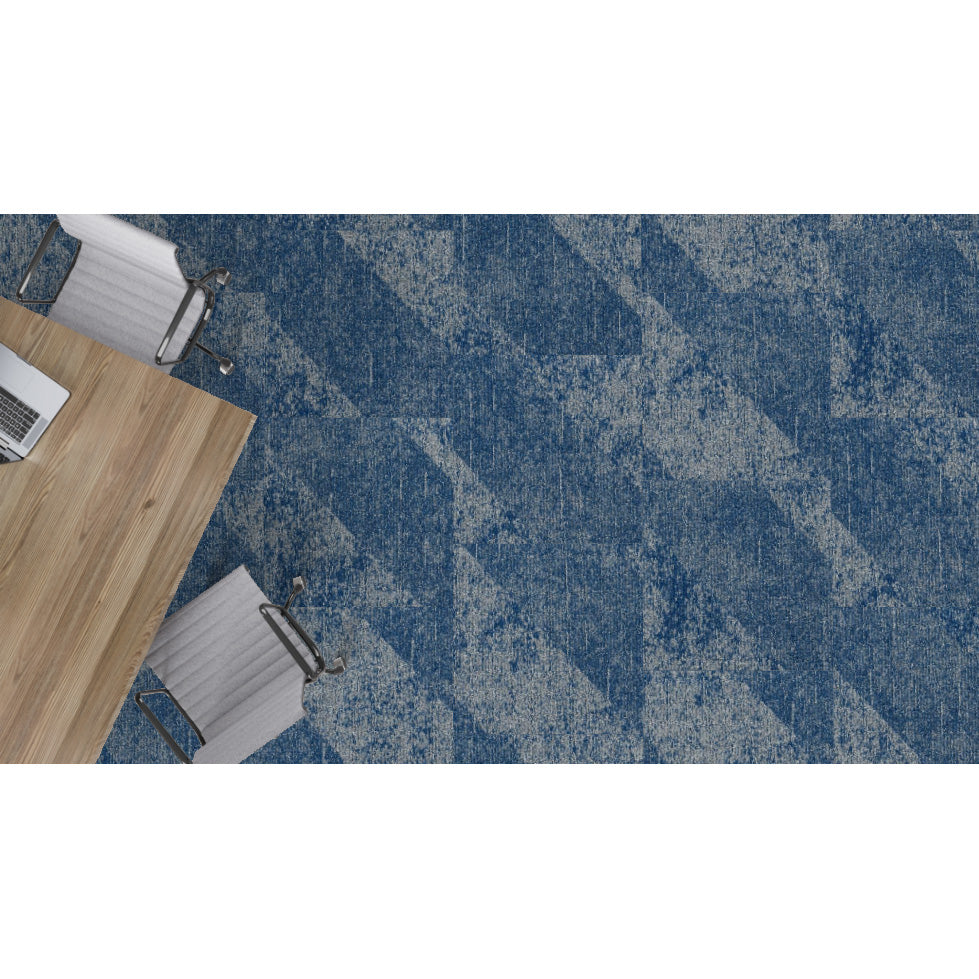 Mohawk - Shape Theory - Corresponding Angle - 24 in. x 24 in. - Commercial Carpet Tile - Infinity Indigo Room Scene