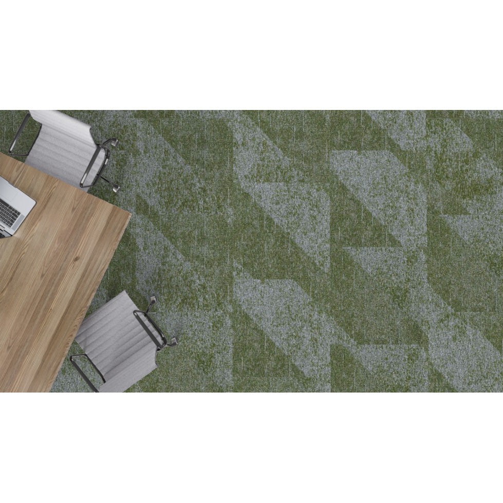 Mohawk - Shape Theory - Corresponding Angle - 24 in. x 24 in. - Commercial Carpet Tile - Parabola Peridot Room Scene