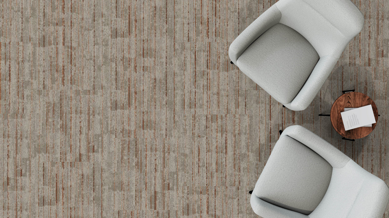 Mohawk - Spatial Build - Dynamic Fade GT382 Commercial Carpet Tile - 722 Adobe Glow Installed