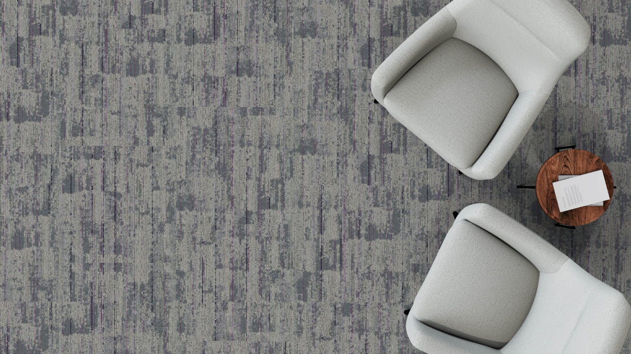Mohawk - Spatial Build - Dynamic Fade GT382 Commercial Carpet Tile - 934 Cornice Plum Installed
