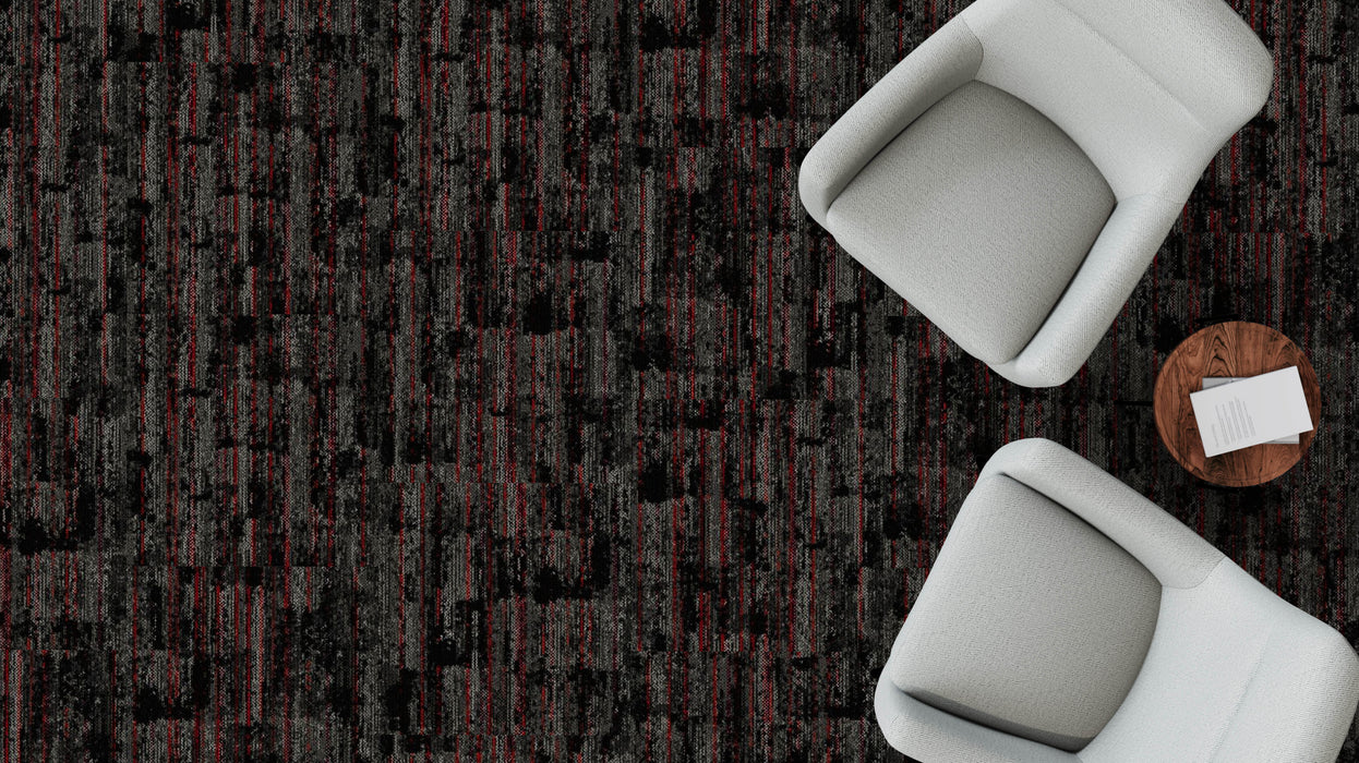 Mohawk - Spatial Build - Dynamic Fade GT382 Commercial Carpet Tile - 983 Impact Zone Installed