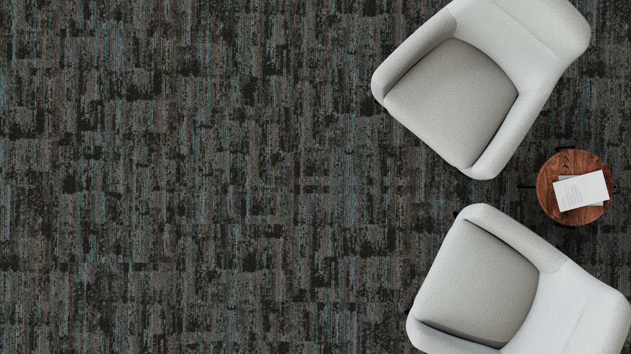 Mohawk - Spatial Build - Dynamic Fade GT382 Commercial Carpet Tile - 985 Patina Glaze Installed