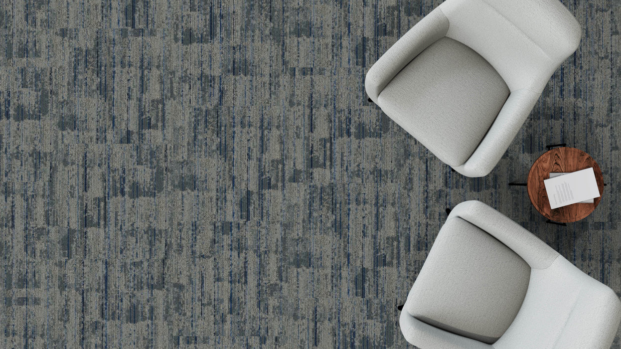 Mohawk - Spatial Build - Dynamic Fade GT382 Commercial Carpet Tile - 975 Framework Blue Installed