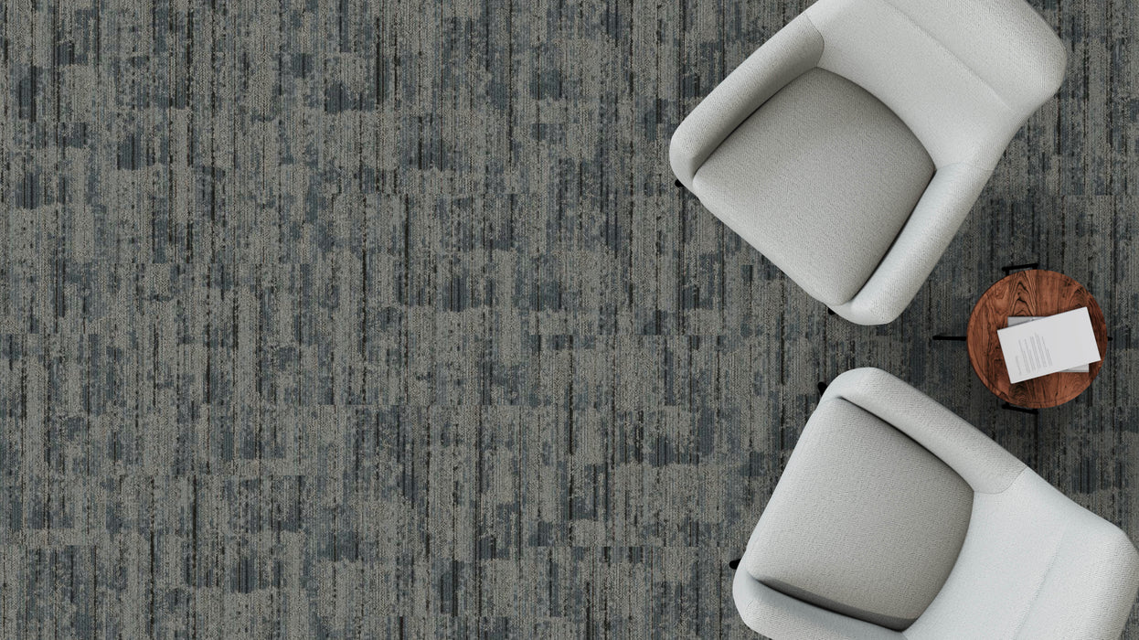 Mohawk - Spatial Build - Dynamic Fade GT382 Commercial Carpet Tile - 969 Rustic Steel Installed